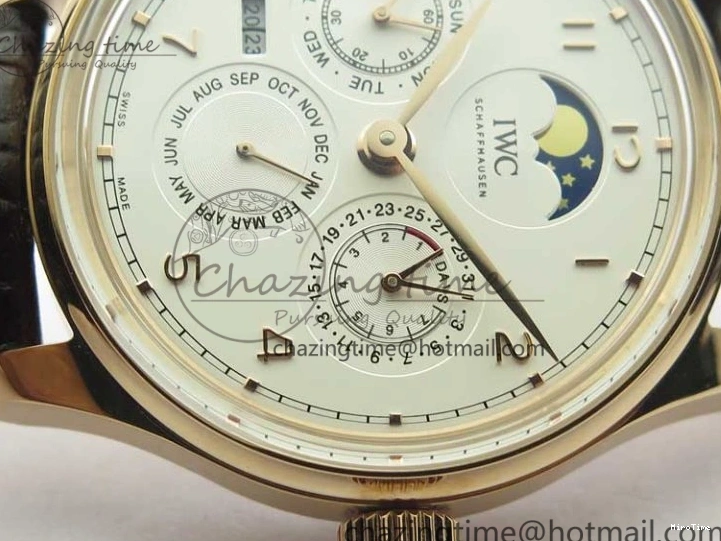 MIROTIME 0308 Compact Portugieser Perpetual Calendar IW503302 RG V9F 1:1 Best Edition White Dial on Brown Leather Strap A 7113